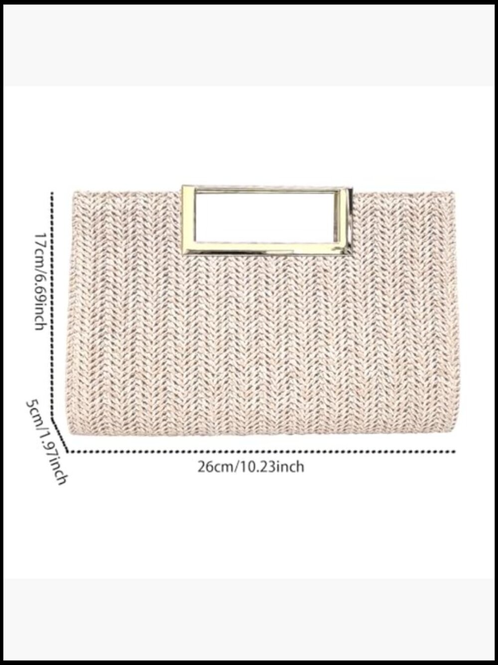 Woven Straw Clutch Purse with Chain Strap Summer Beach Bag - Picture 4 of 7